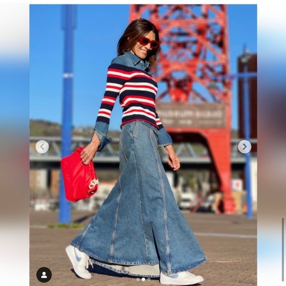 NWT ZARA ZW LONG DENIM SKIRT - Picture 7 of 15